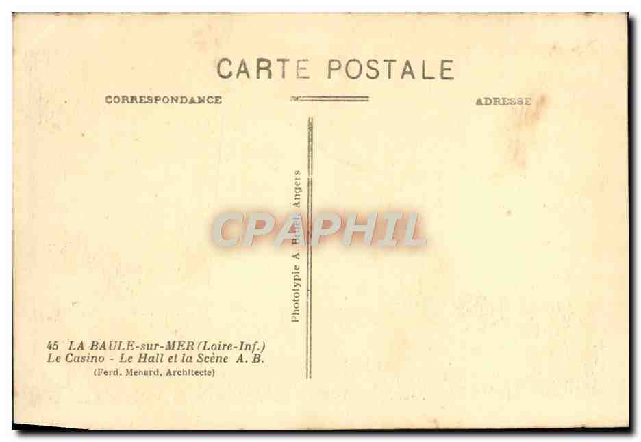 CPA La Baule Sur Mer Le casino Le hall et la Seine — Rückseite