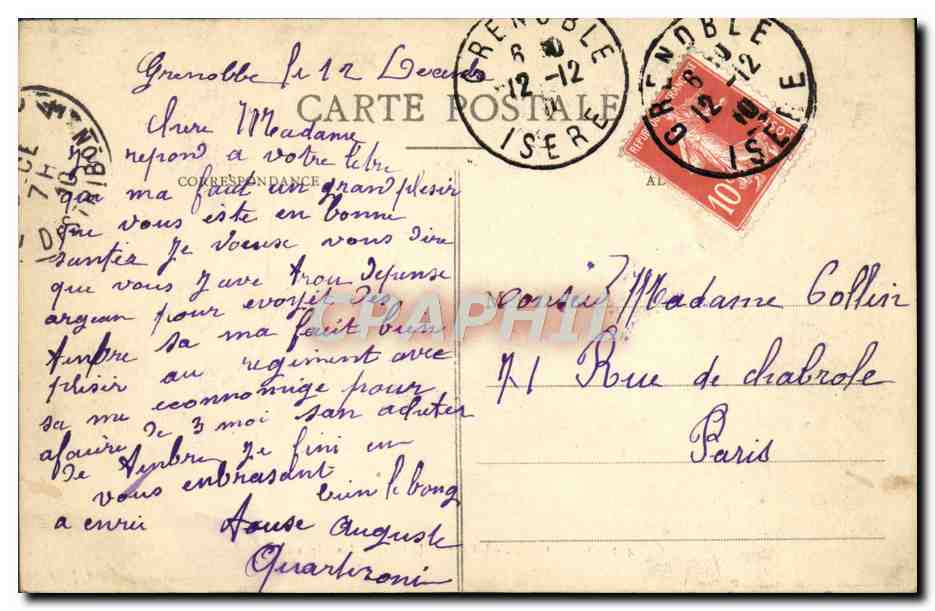 Grenoble - L'Isère et la Chaîne des Alpes — Cliché A.V., Collection L.P., Grenoble, n°453 — Rückseite