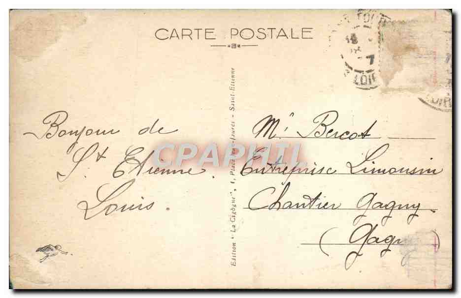CPA Saint Etienne Gare de CHateaucreux — Rückseite