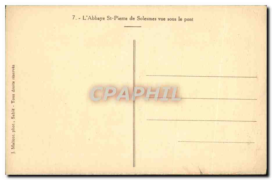 CPA L'Abbaye St Pierre de Solesmes Vue Sous le Pont — Rückseite