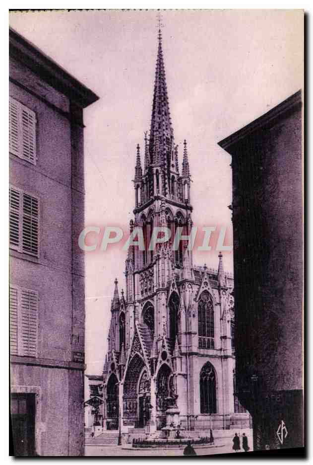 CPA Nancy La Ville Aux Portes D'Or Basilique Saint Epvre et Statue Rene II Vue prise de la Rue Trouillet