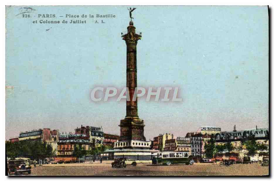 CPA Paris Place de la Bastille et Colonne de Juillet
