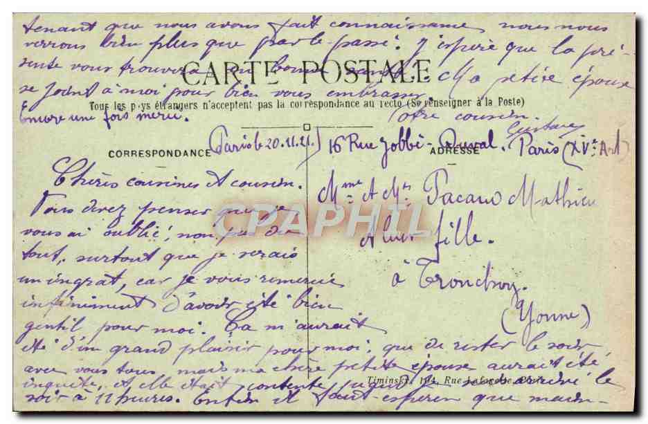 CPA Paris Jardin du Luxembourg et le Senat — Verso