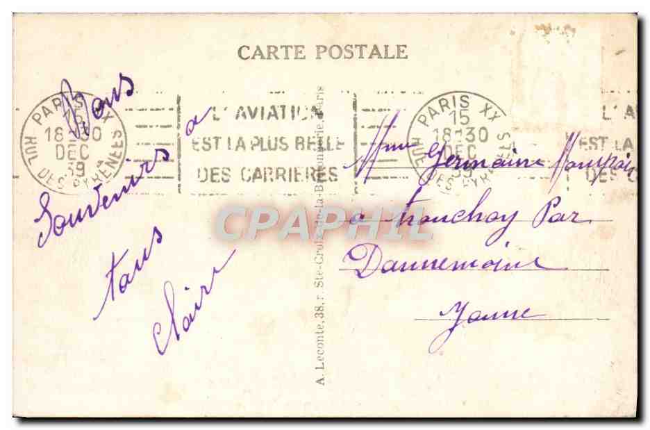 Paris — Jardin des Tuileries — Éditeur non identifié, n° 74 — Rückseite