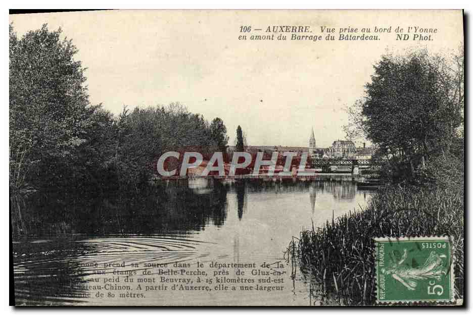 Auxerre — Vue prise au bord de l'Yonne en amont du Barrage du Bátarudeau — ND Phot.