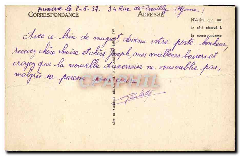 CPA Auxerre Vue Prise en Aval du Pont de la Tournelle — Verso