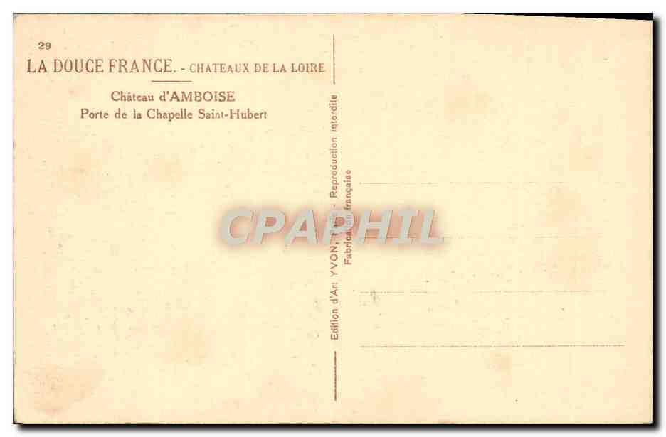 CPA Chateau d'Amboise Porte de la Chapelle Saint Hubert — Rückseite