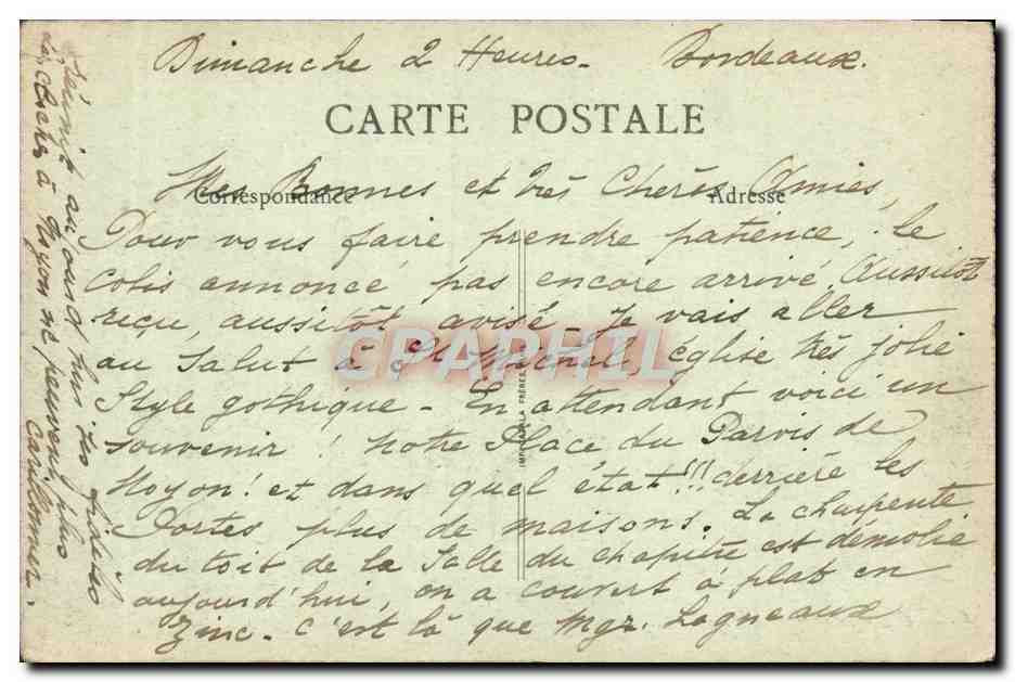 CPA Noyon apres la Guerre Place du Parvis de la Cathedrale Militaria — Rückseite