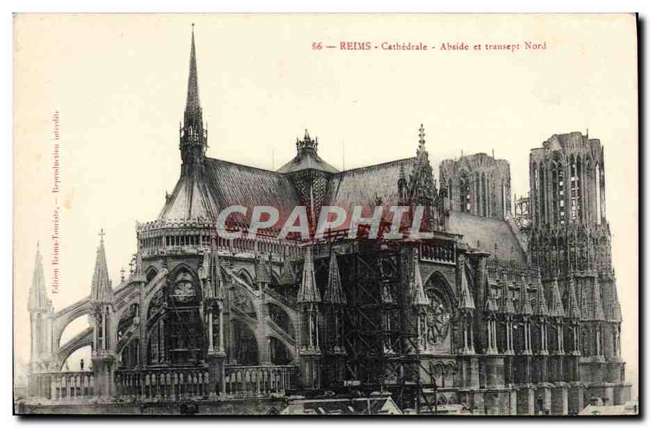 CPA Reims Cathedrale Abside et transept Nord