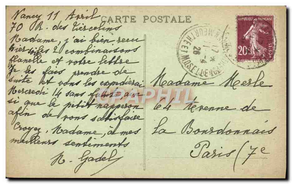 CPA Nanacy Hotel de Ville — Verso