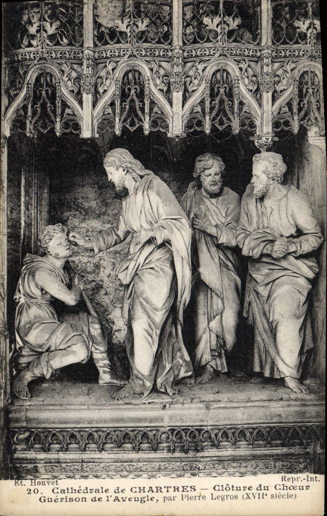 CPA Cathedrale de Chartres Cloture du Choeur Guerison de l'aveugle