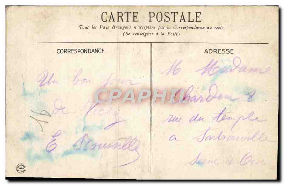 CPA Vichy La Terrasse du Casino — Verso