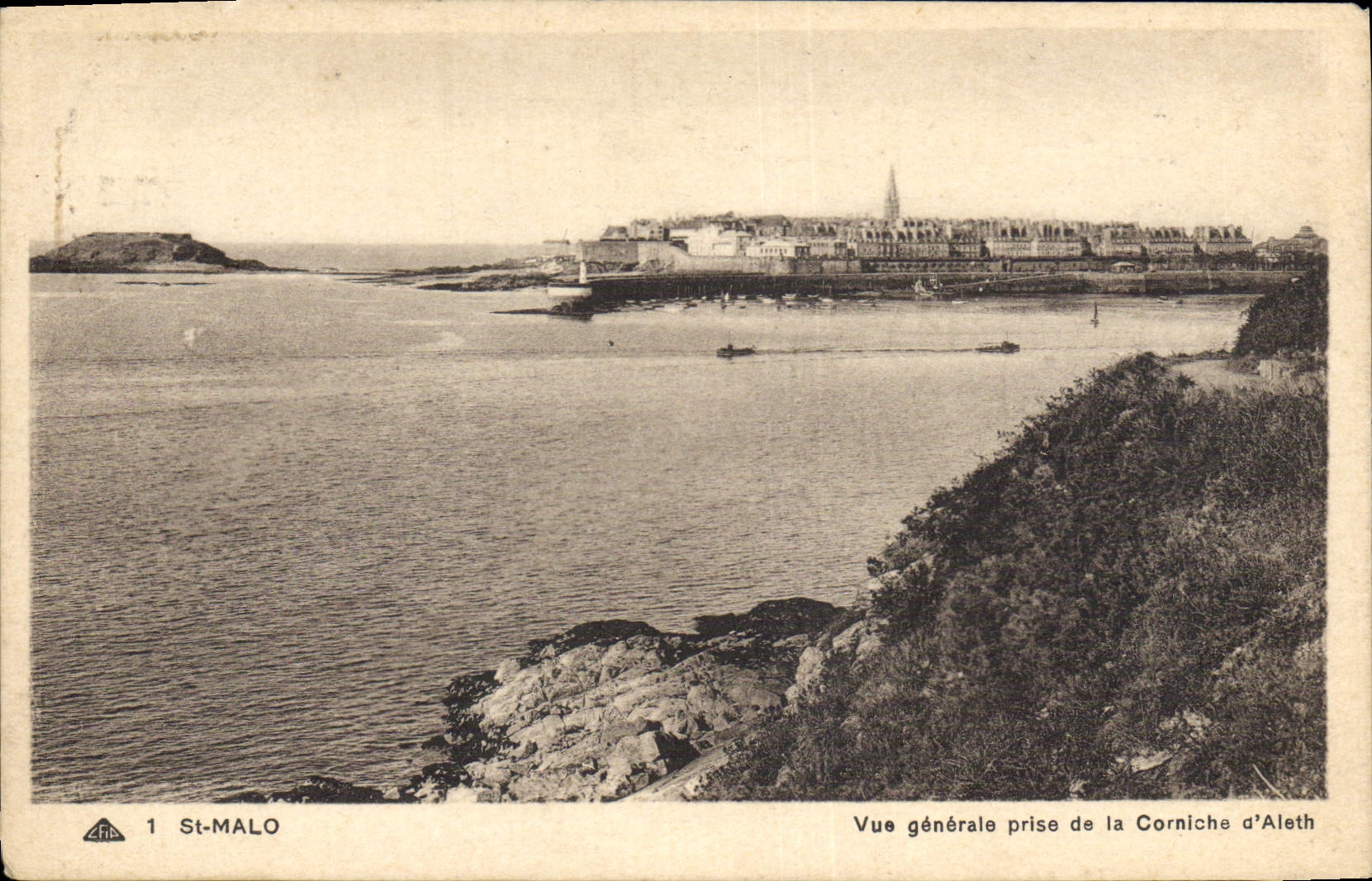 St-Malo — Vista generale presa dalla Corniche d'Aleth — Cartolina d'epoca n°1, editore CH DES ARTS PHOTOGRAPHIQUES