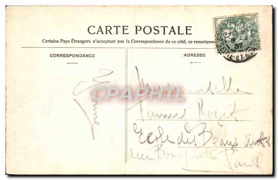 Palazzo di Fontainebleau — Statue di Bacco (Giardino inglese) — CPAPHIL n°462 — Verso