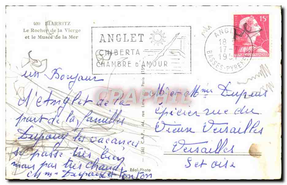 CPM Biarritz Rocher de la Vierge le Musee de la Mer — Verso