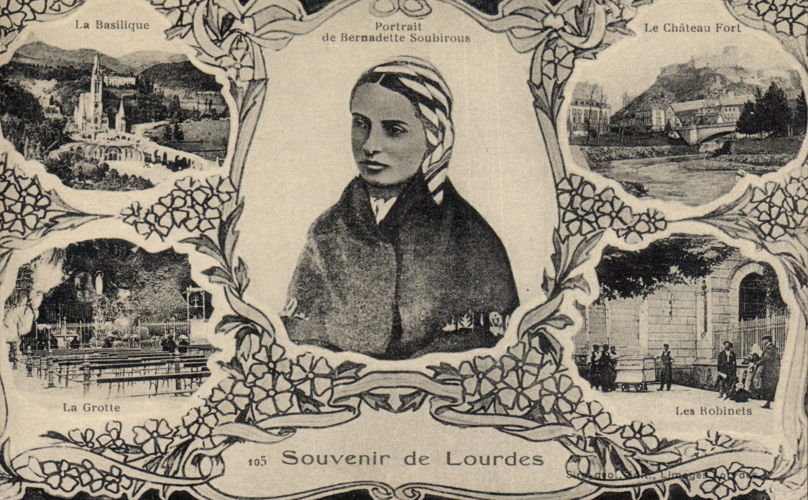 CPA Souvenir de Lourdes Bernadette Soubirous Chateau fort Basilique