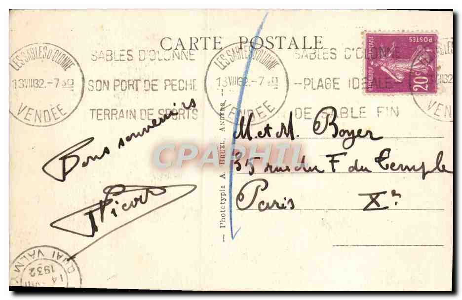 CPA Les Sables D'Olonne Roche Percee Pres du Puits de l'Enfer  — Rückseite
