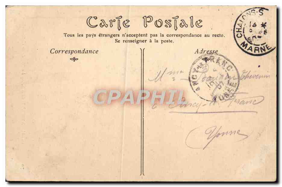 CPA Chalons Sur Marne La Nef de la Cathedrale — Verso