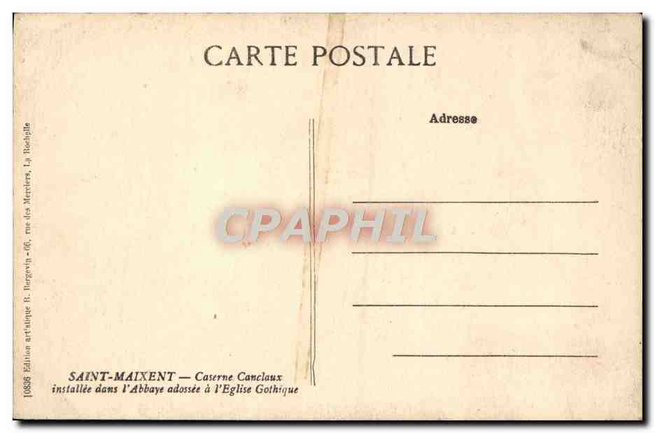 Saint-Maixent — Caserne Canclaux installée dans l'Abbaye adossée à l'Église Gothique — Reverso