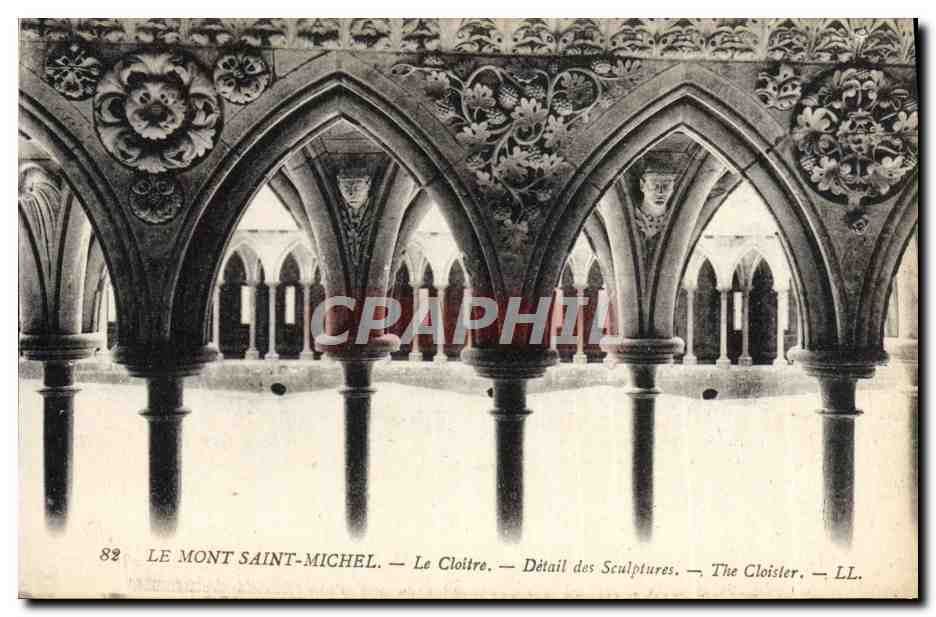 CPA Le Mont Saint Michel Le Cloitre Detail Des Sculptures
