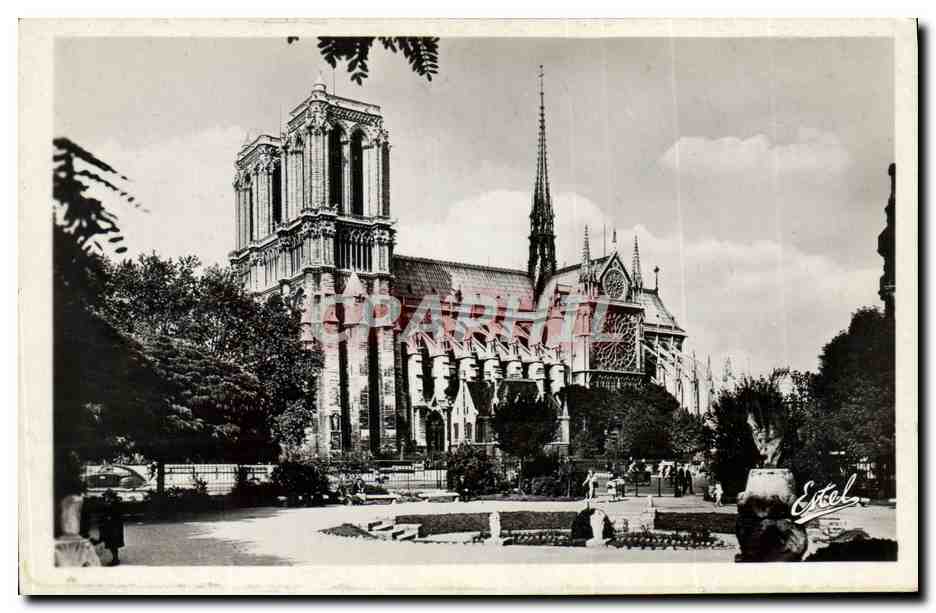 CPM Paris Notre Dame Vue Du Square Charlemagne