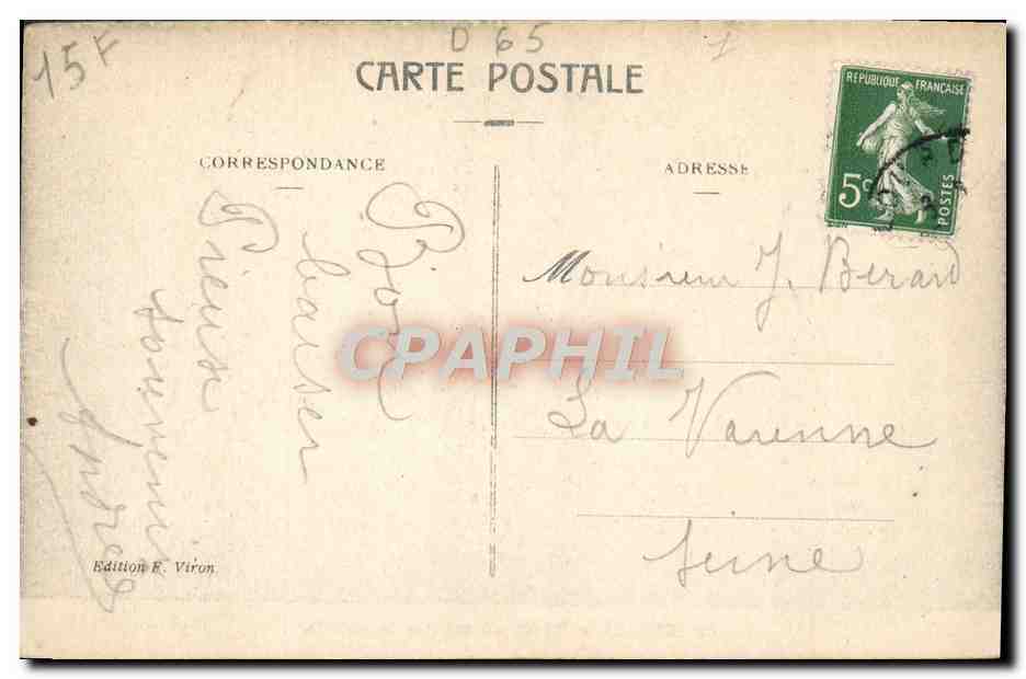 Lourdes — Moulin où est née Bernadette — Edition F. Viron, n°39 — Verso