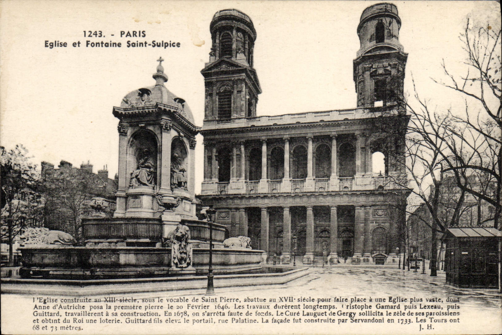 CPA Paris Eglise Et Fontaine Saint Sulpice