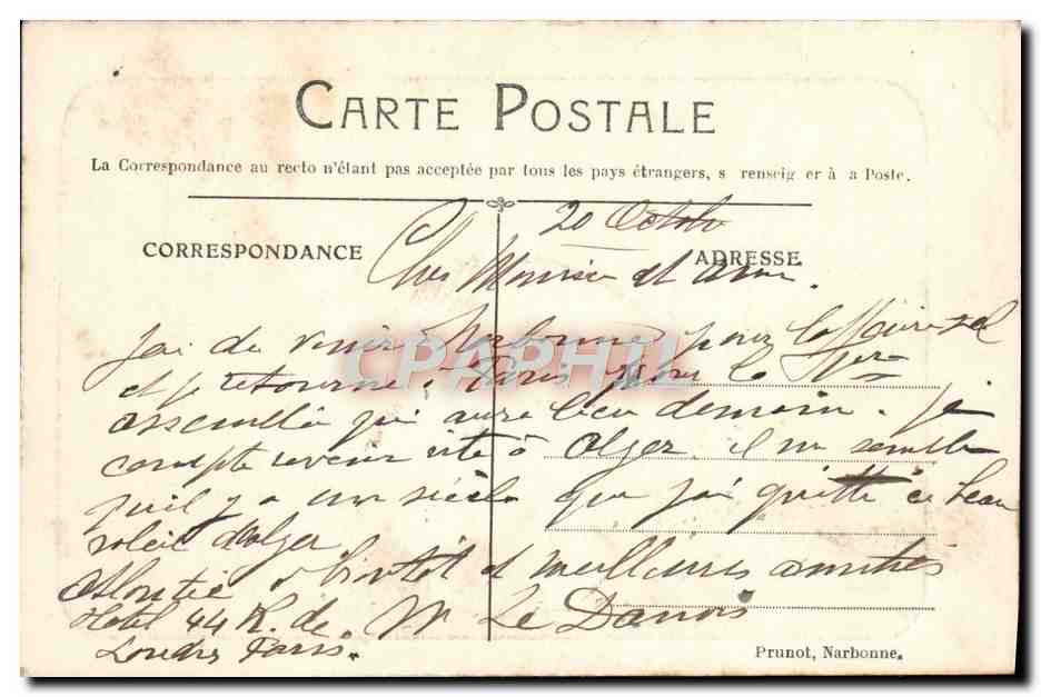 CPA Narbonne Cathedrale Saitn Just — Verso