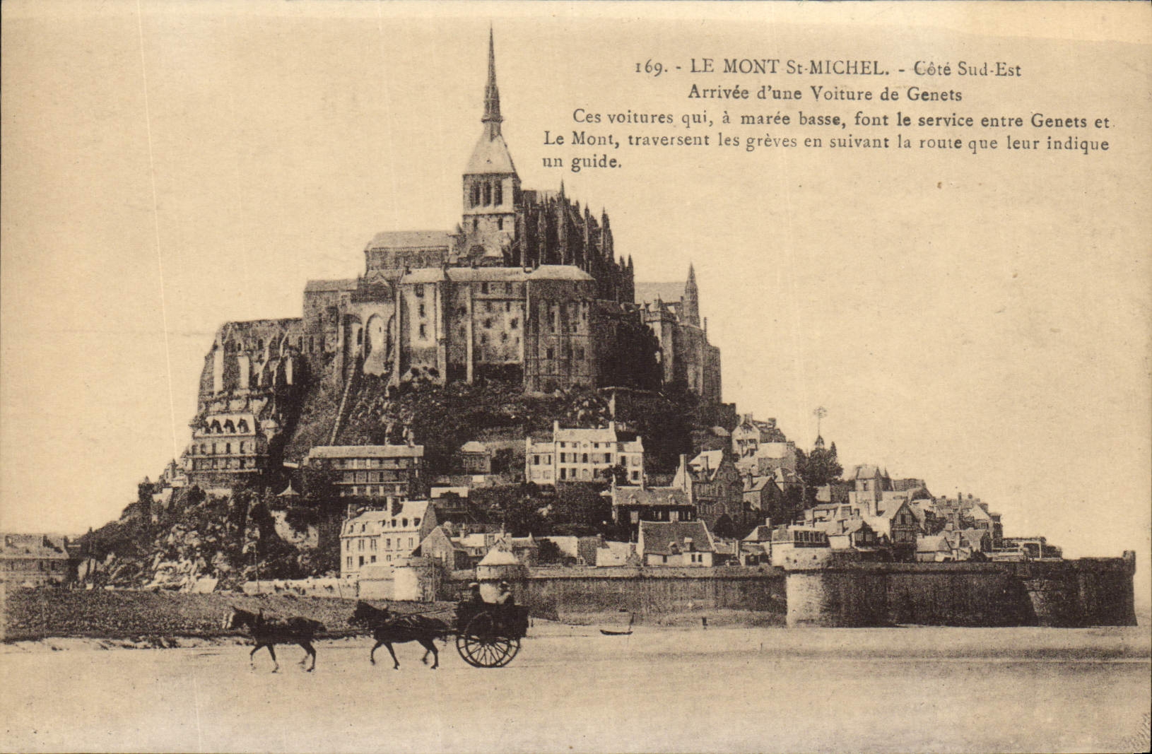 CPA Le Mont St Michel Arrivee D'Une Voiture De Genets