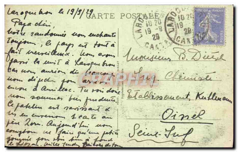 Château de Marzac — Bords de la Vézère — P.D.S. La Dordogne Pittoresque — Verso