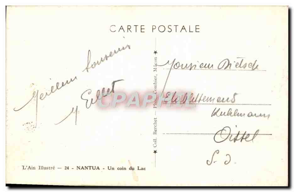 CPA L'Ain Illustre Nantua Un Coin Du Lac — Rückseite