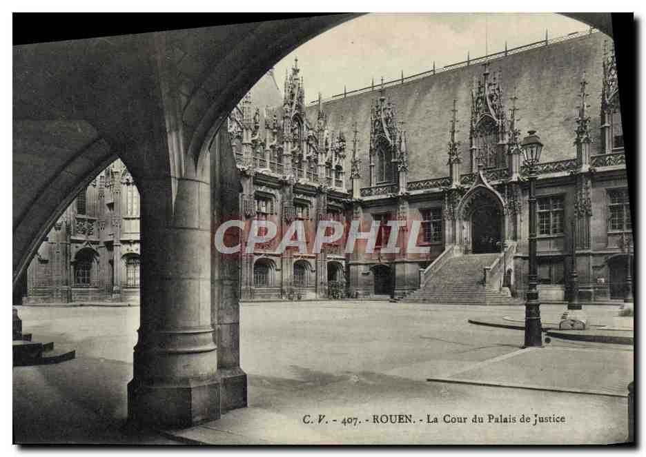 CPA Rouen La Cour Du Palais De Justice