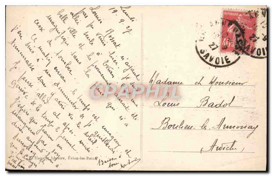 CPA Evian Les Bains Le Casino — Verso