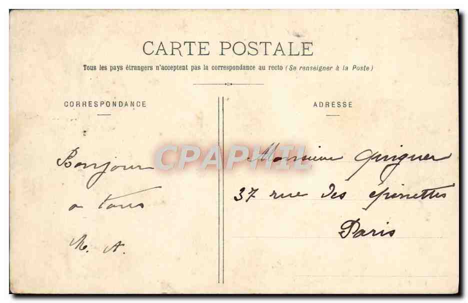 CPA Tours La Gare — Rückseite