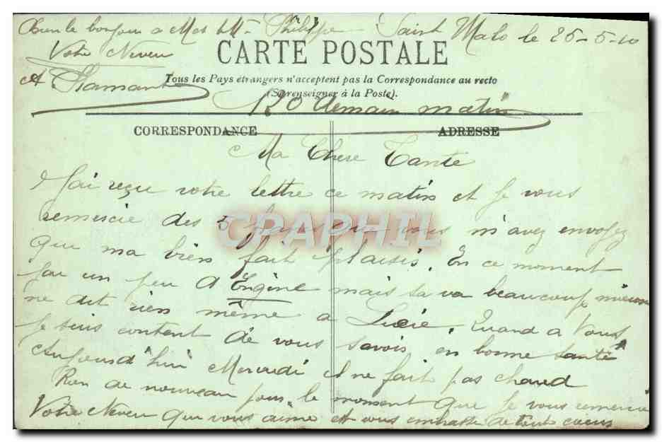 Saint-Malo — La Croix du Sillon y el Fuerte Nacional — LL. — Reverso