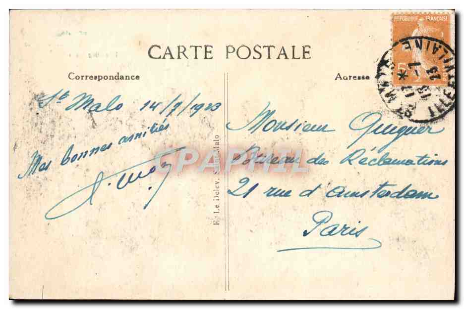 Saint-Malo — La Grande Porte — Éditeur B.D. n°5 — Verso