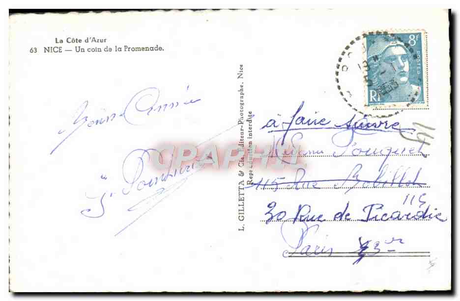 CPM Nice Un Coin De La Promenade — Verso