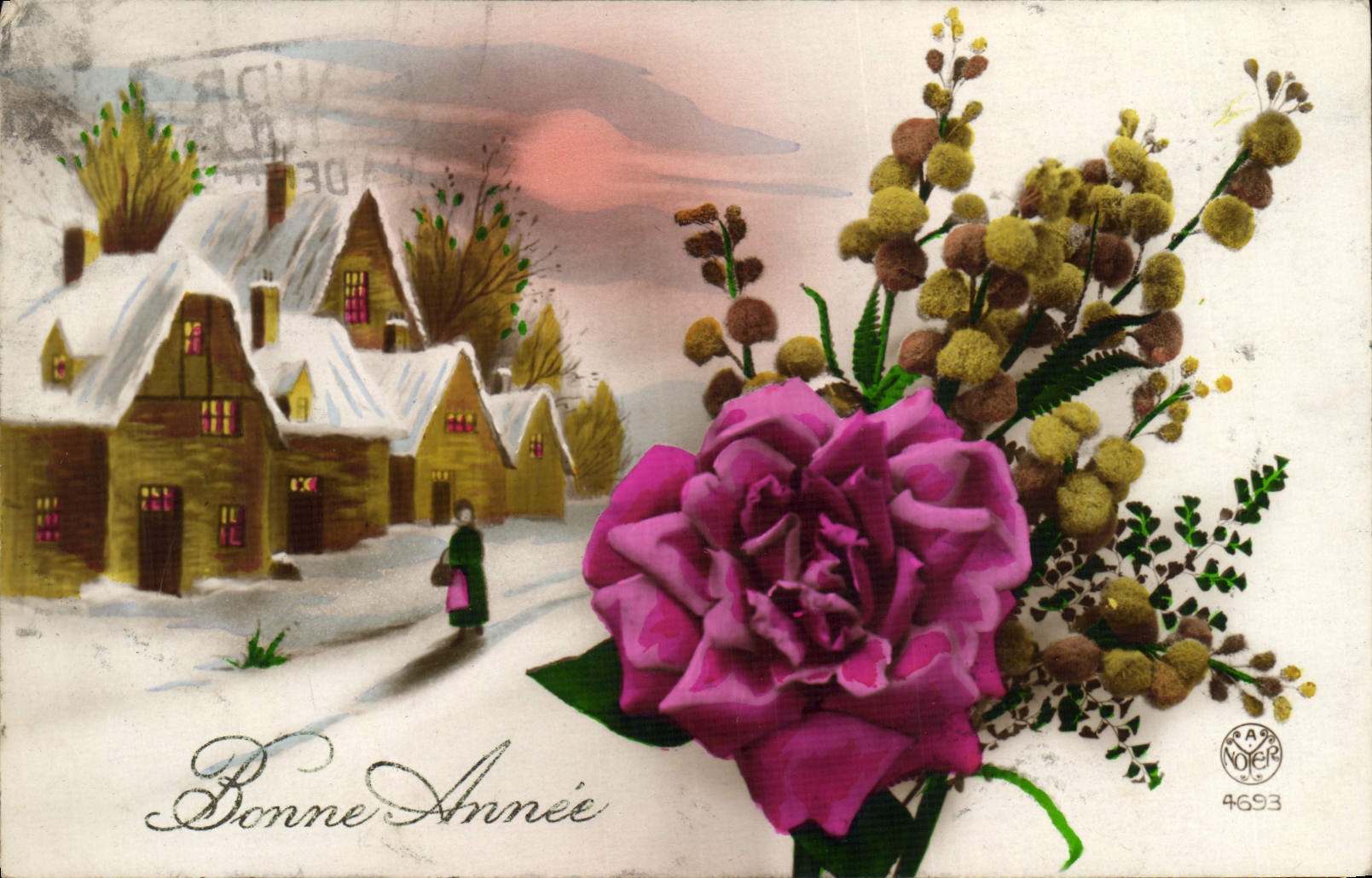 CPA Bonne Annee Fleurss