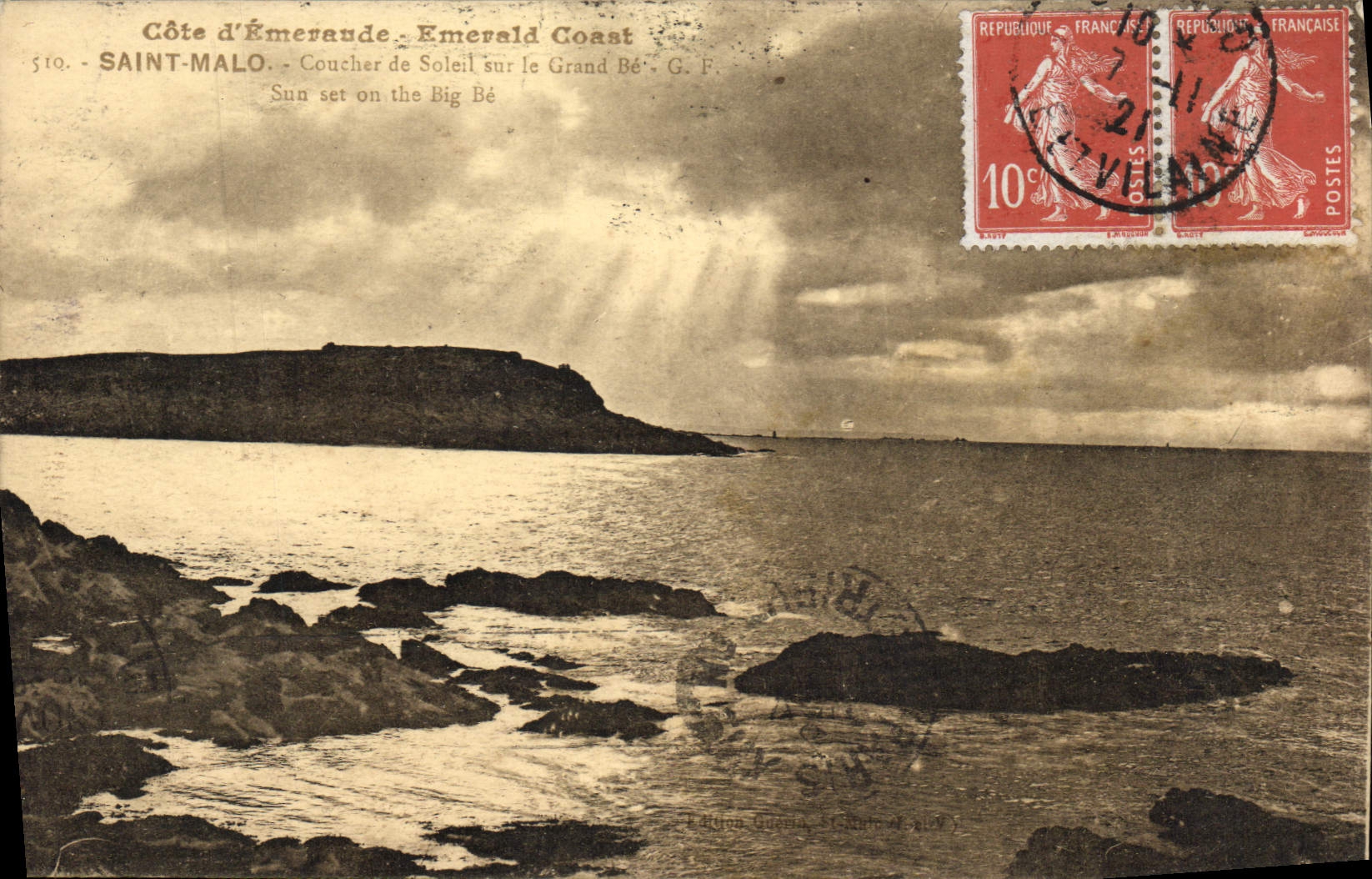 Côte d'Émeraude - Emerald Coast — Coucher de Soleil sur le Grand Bé — G. F. — Saint-Malo
