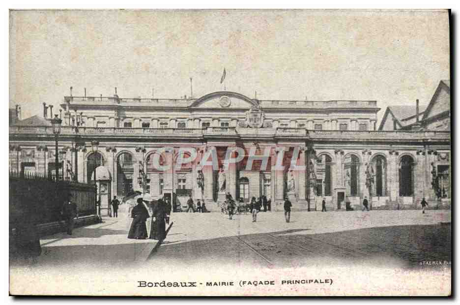 CPA Bordeaux Mairie Facade principale Publicite Lait d'Appenzell