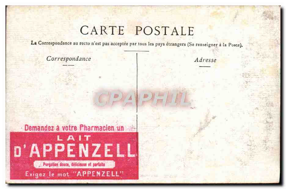 CPA Bordeaux Mairie Facade principale Publicite Lait d'Appenzell — Verso