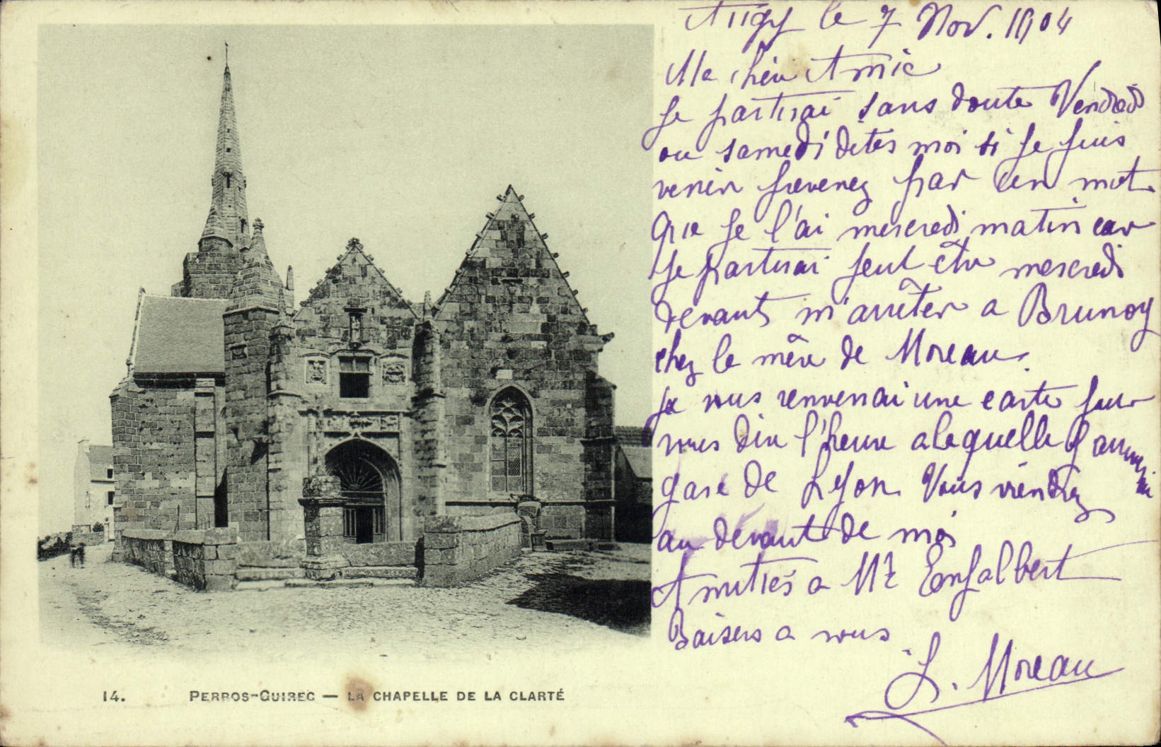 Perros-Guirec — La chapelle de la Clarté — éditeur Pierrot Frères, n°14
