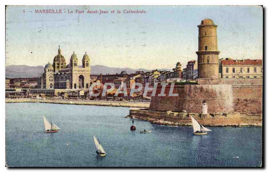 CPA Marseille Le Fort Saint Jean Et La Cathedrale