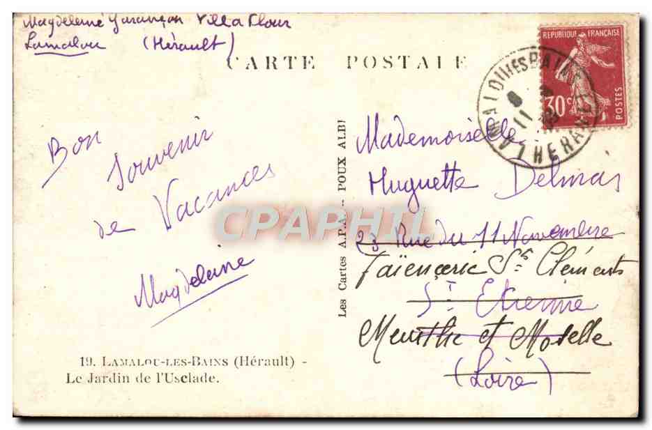 Der Garten von Usclade — Lamalou-les-Bains (Hérault) — Verlag APA — Rückseite