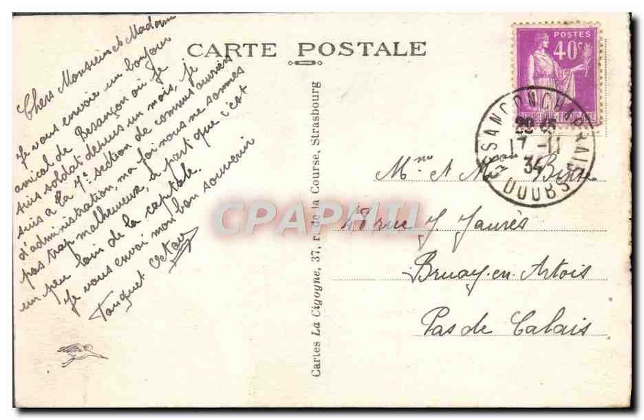 CPA Le Doubs A Maison Monsieur — Rückseite