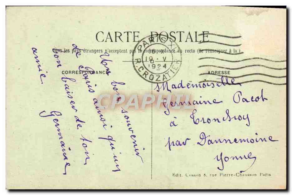 CPA Paris La Place De La Bastille Et La Colonne De Juillet — Rückseite