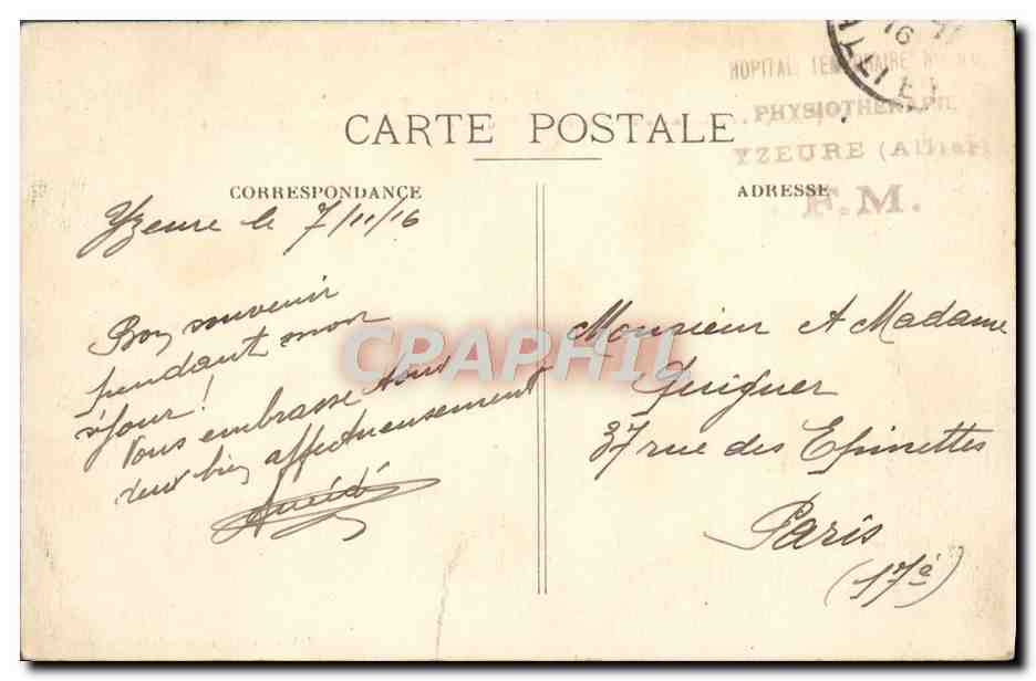 CPA Moulins Le Pont Regemortes — Verso
