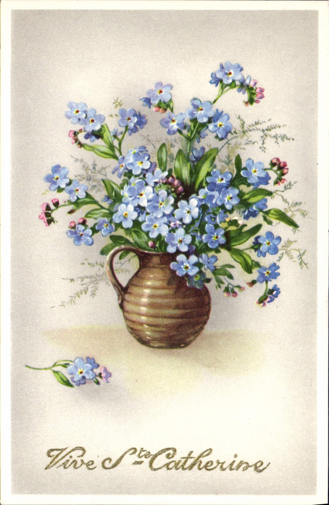 CPA Fantaisie Vive Ste Catherine Fleurs