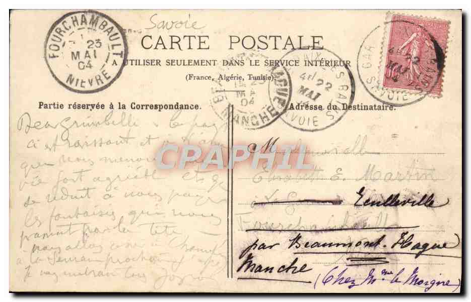 CPA Aix Les Bains Lac Du Bourget Et La Dent Du Chat — Verso