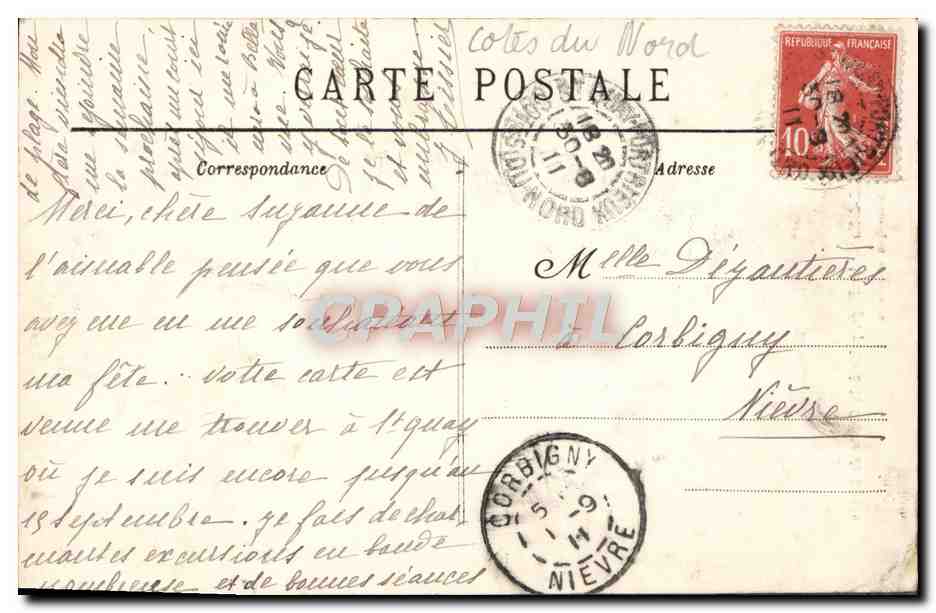 Vue de la ville de L'Île — vue depuis les falaises — éditeur non identifié — Verso